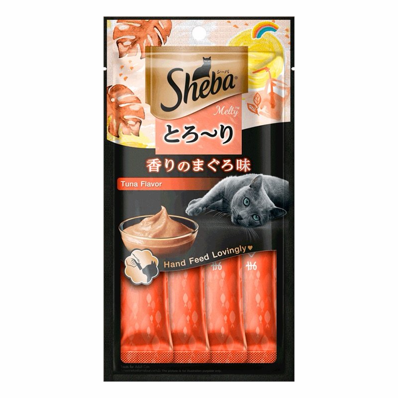 Petisco Cremoso Sheba para Gatos Sabor Atum - Baixo em Calorias, Sem Grãos, Alta Umidade