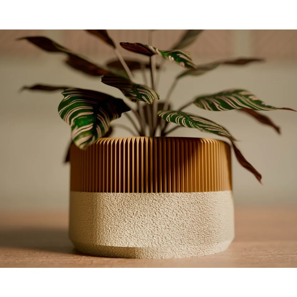 Vaso para Plantas Decorativo Moderno Bicolor Texturizado | Cachepô Elegante