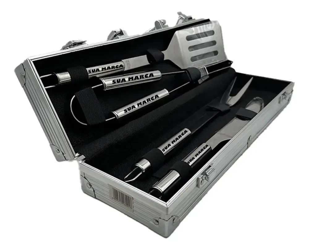 Kit Churrasco 4 Peças Premium + Maleta Inox Personalizado