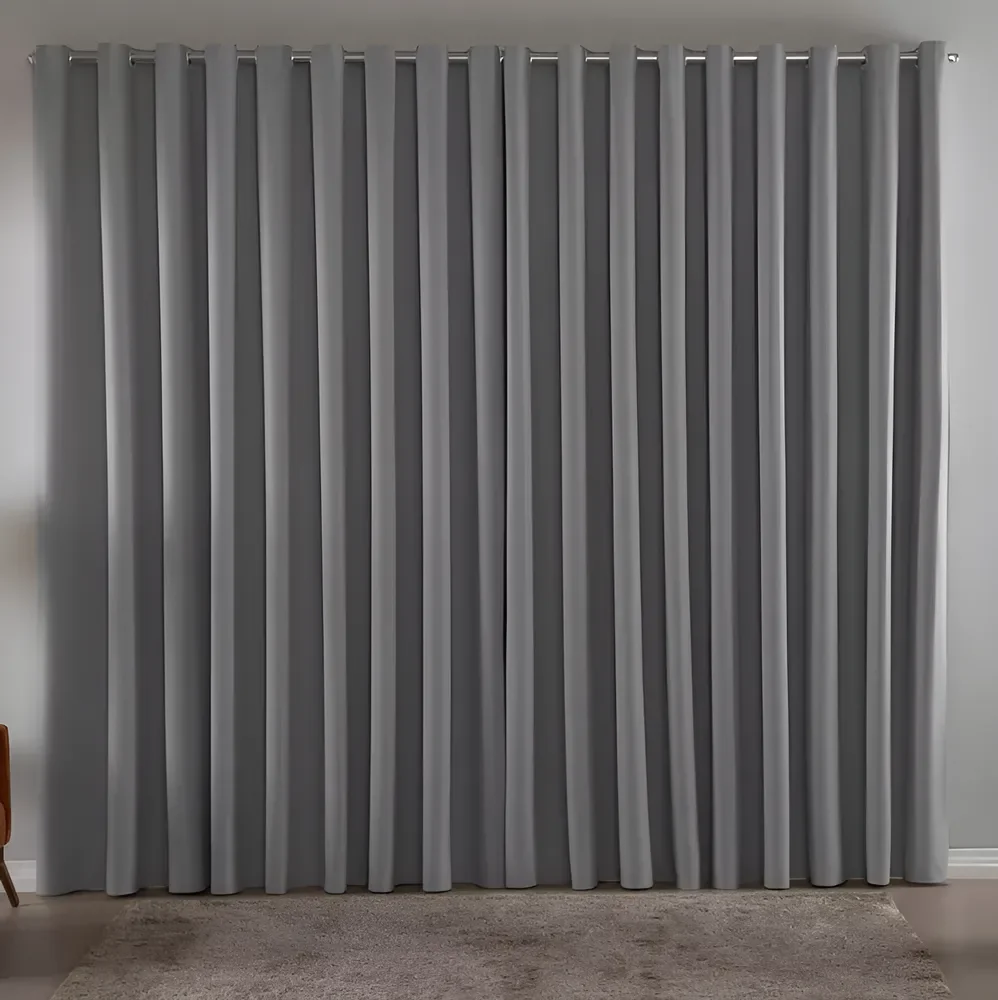 Cortina Blackout Em Tecido 3,00x2,80 Corta Luz Cor Cinza