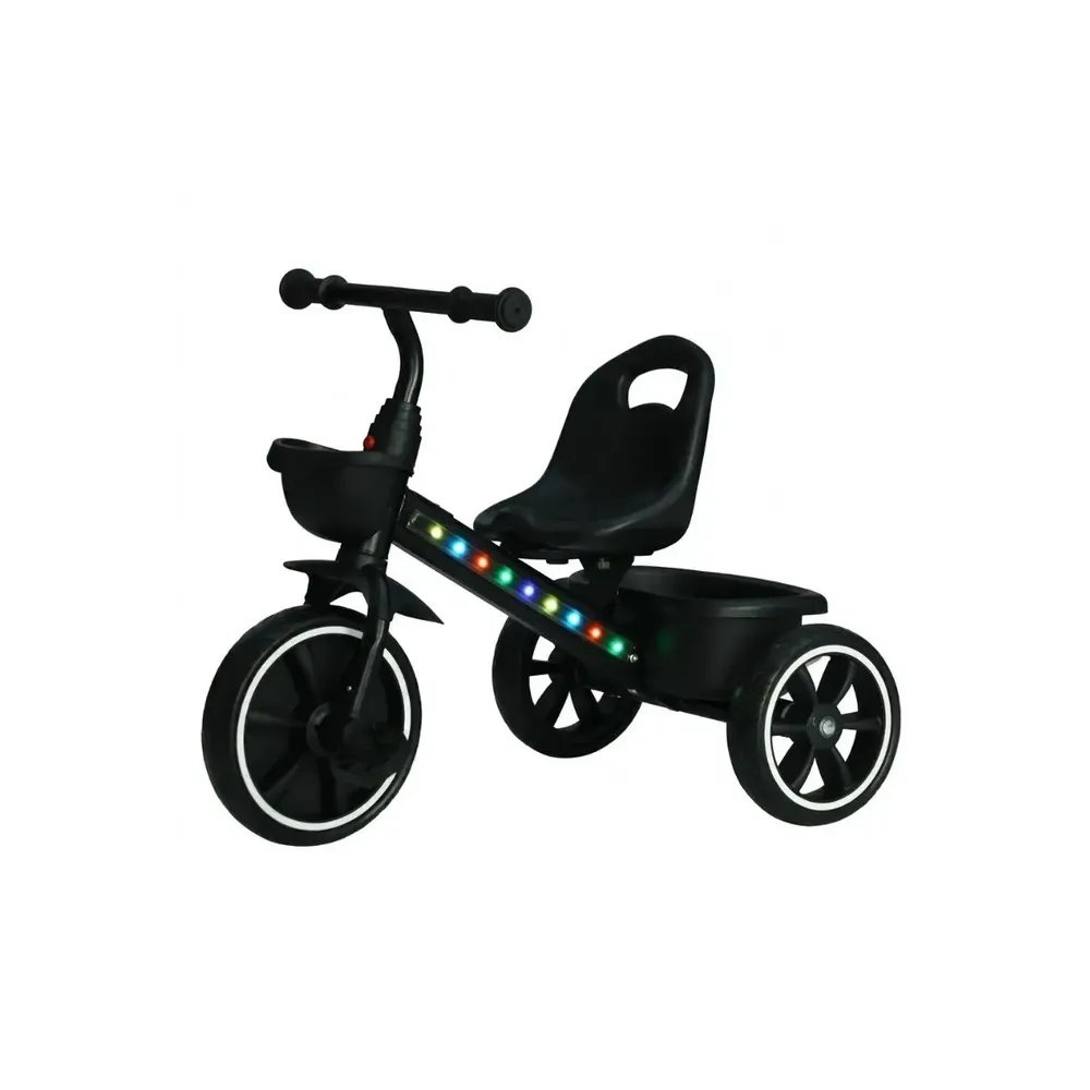Triciclo Motoca Infantil Com Pedal LED Cestinha 3 Rodas Até 25kg Picolé Maxi Baby - Preto