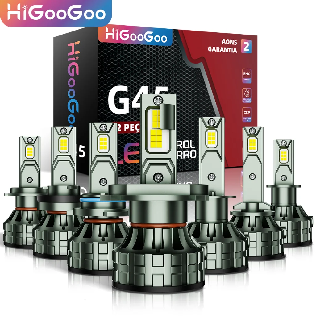 HiGooGoo 22000LM Par Lâmpada Farol De Led Carro Dois Anos 110W 6500K Para H1 H3 H4 H7 H11 H27 9005 9006