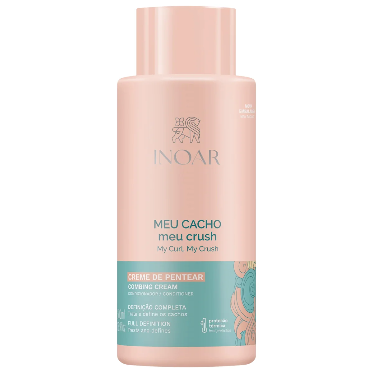 Inoar, Meu Cacho, Meu Crush – Creme de Pentear, Define Cachos, Hidrata e Controla o Frizz, Com Óleos Naturais e Vitaminas - 500ml