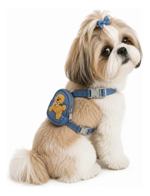 Coleira Guia Com Mochilinha Cachorro Pet Animais Estimação