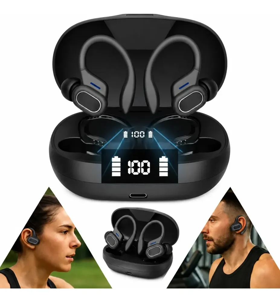 Fone Esportivo Bluetooth Corrida Sem Fio Prova Àgua Ciclismo Preto