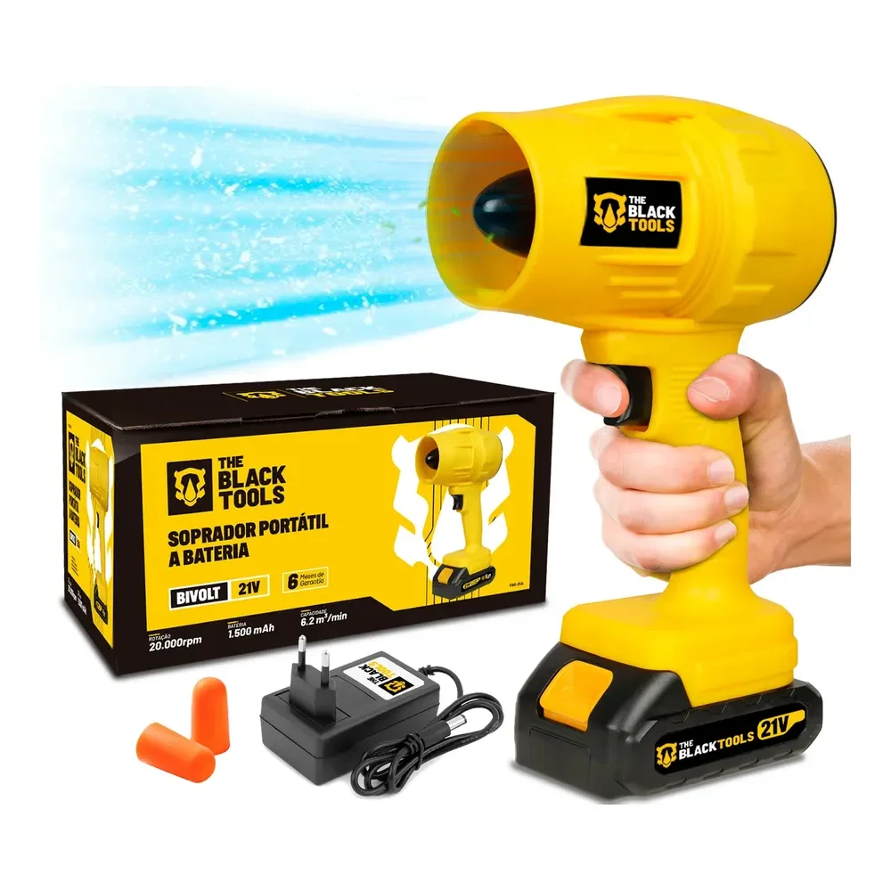 Soprador Folhas 2000w Bateria 21v 1500 Mah The Black Tools Amarelo 127/220v