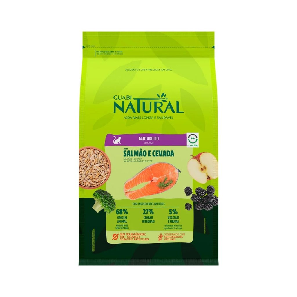 Ração Guabi Natural para Gato Adulto Salmão e Cevada 1,5Kg