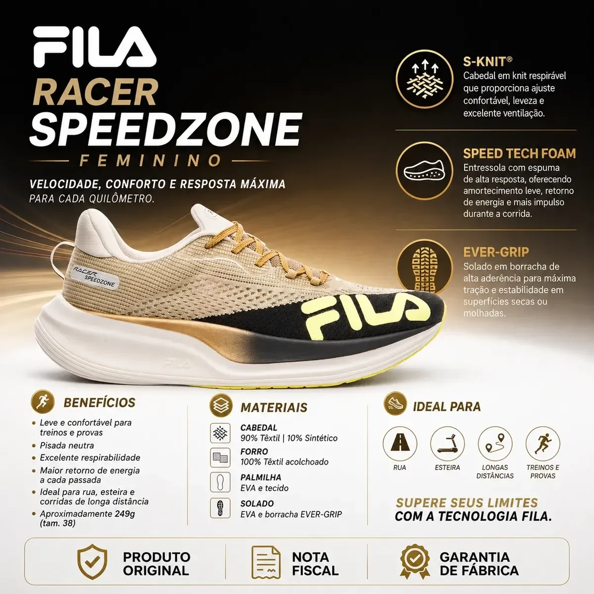 Tênis Fila Racer Speedzone - 34, 35, 36, 37, 38, 39 e 40