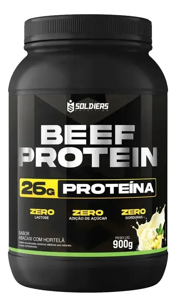 Proteína Beef Protein Zero Lactose Suplemento Alimentar Em Pó Abacaxi Com Hortelã 900g - Soldiers Nutrition