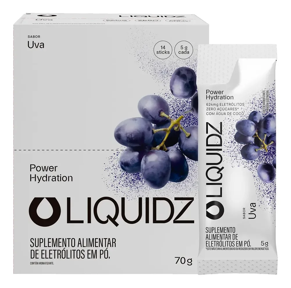 Liquidz® - Eletrólitos Zero Açúcares - Sabor Uva - 14 Sachês Uva