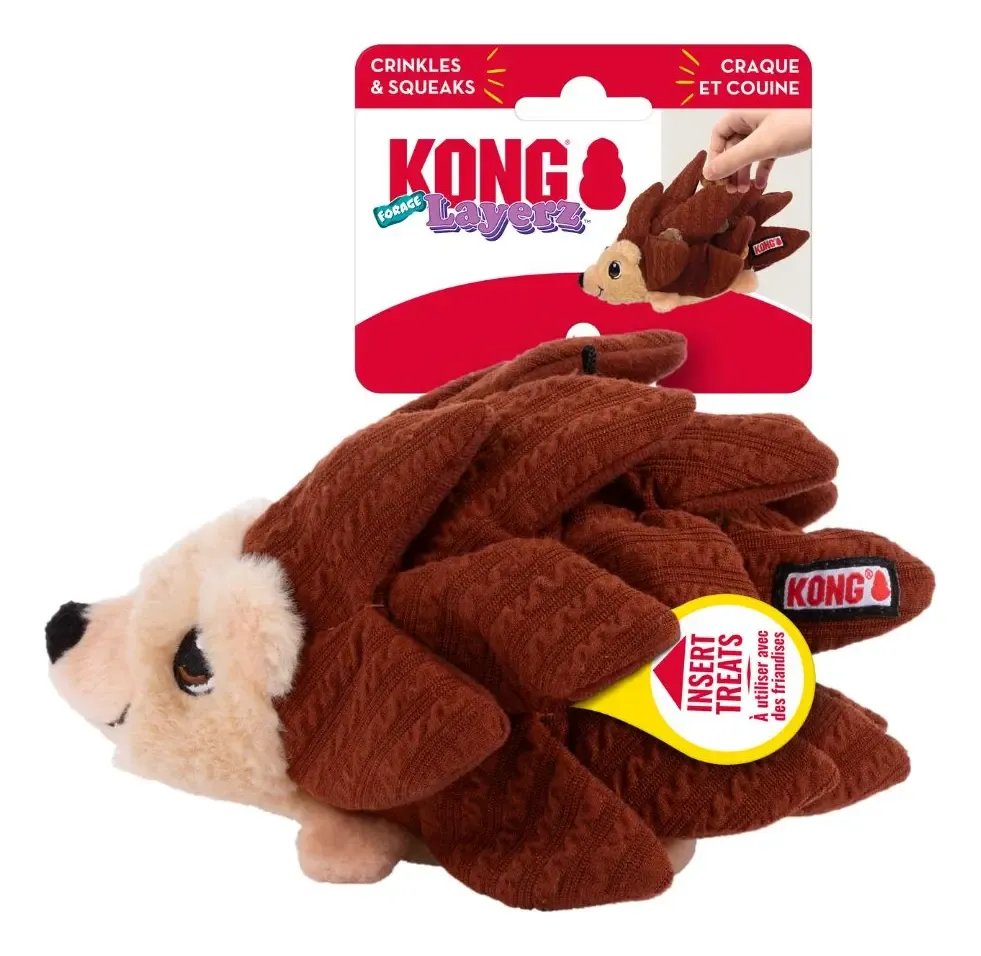 KONG Layerz Forage Hedgehog Médio Brinquedo Interativo de Farejamento com Petiscos