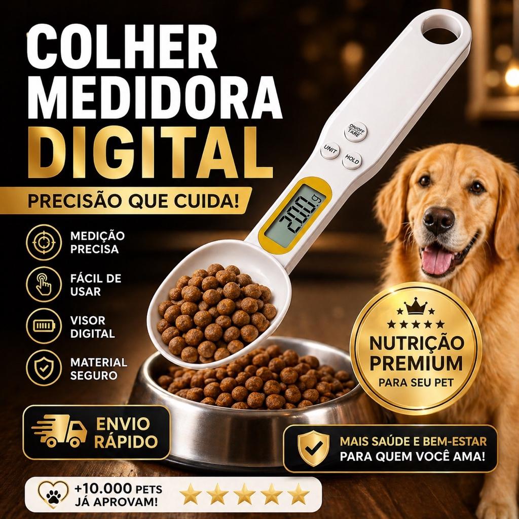 Colher Balança Digital Para Cozinha e Ração Pet Medidor de Precisão 500g Pegador Alimento Portátil Prática Fácil Usar