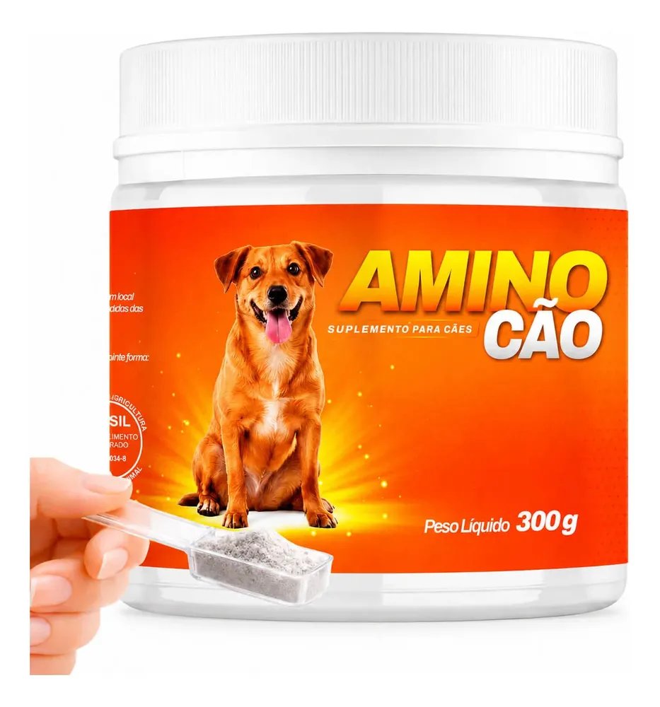 Aminocão Derme Suplemento Cães 300g Pelo Vitaminas Imunidade