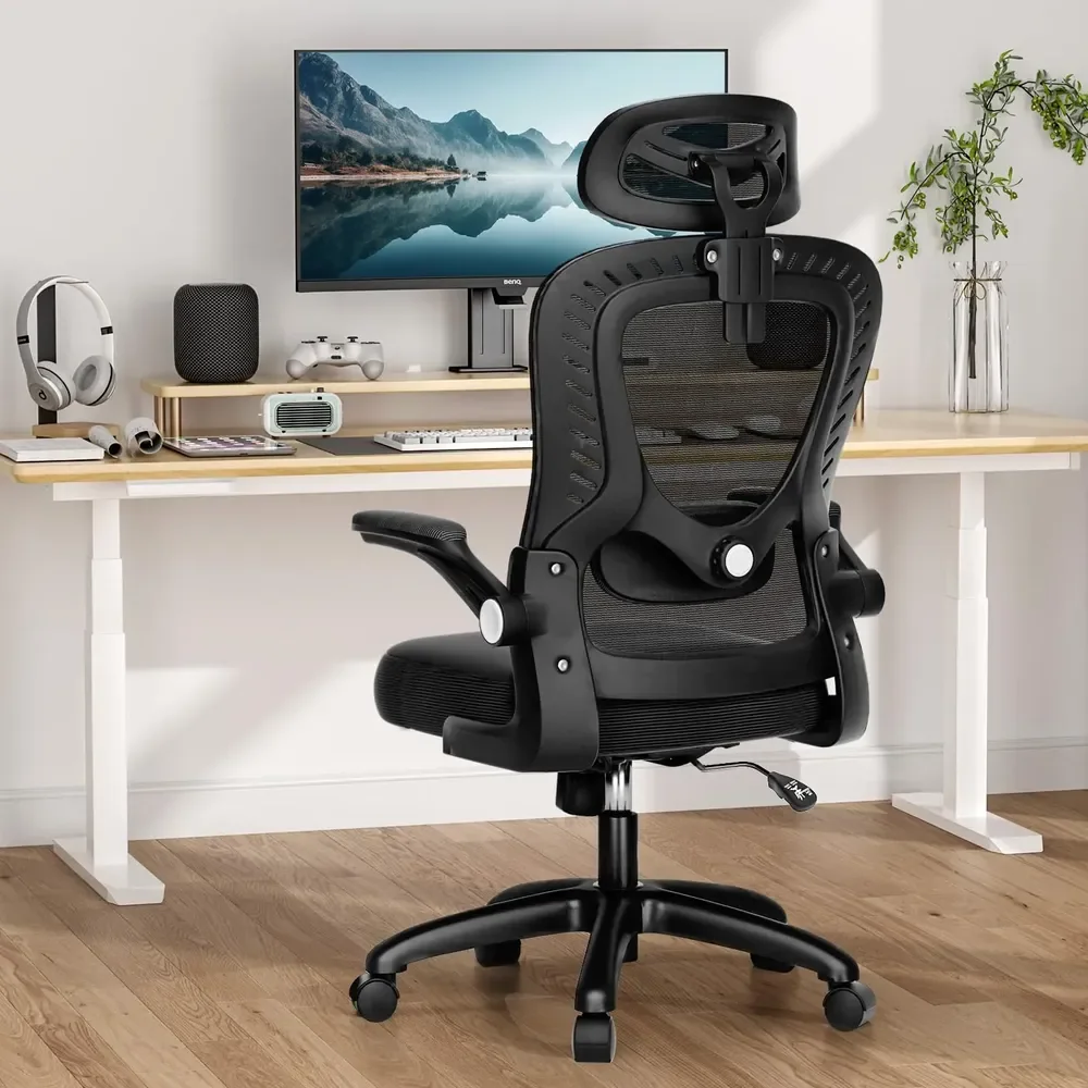 Cadeira De Escritório Ergonômica Ajuste Lomba Suporta 150kg Preto Malha