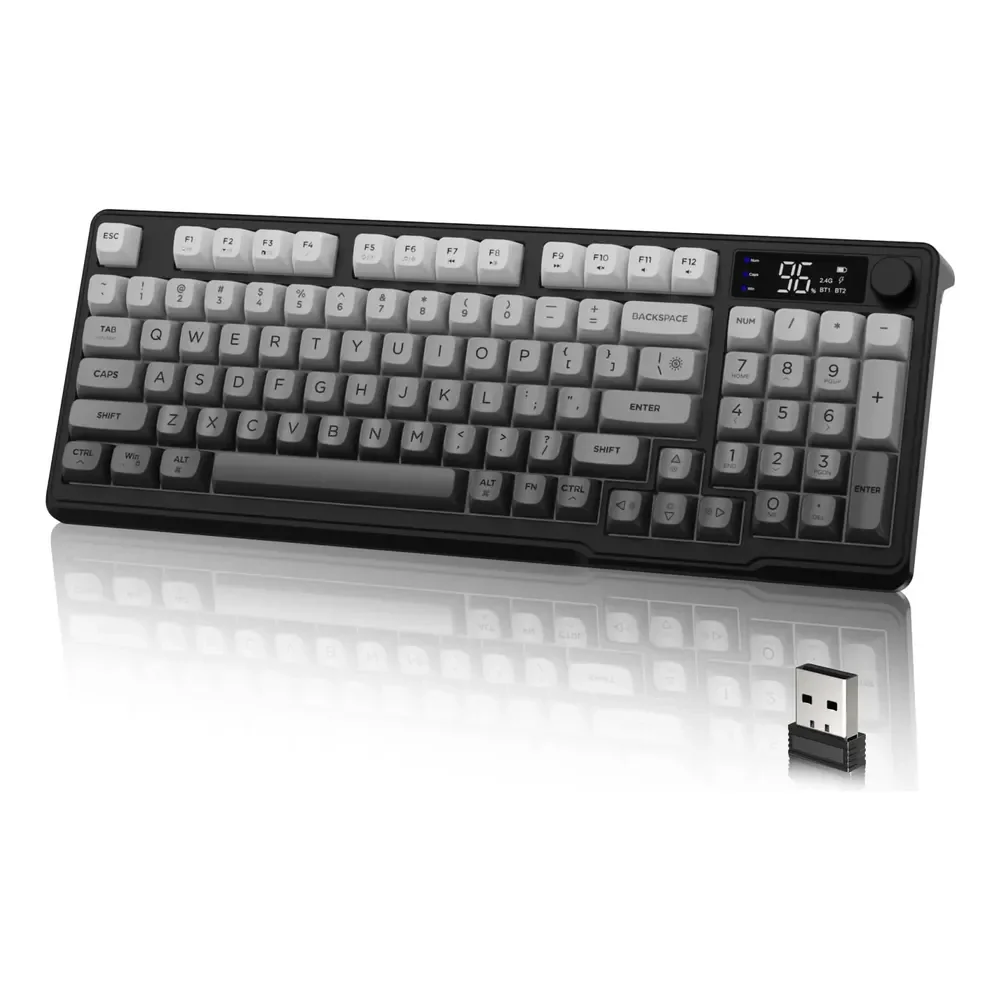 Teclado Mecânico Sem Fio Freewolf M96 Pc Noite Iluminada Pela Lua