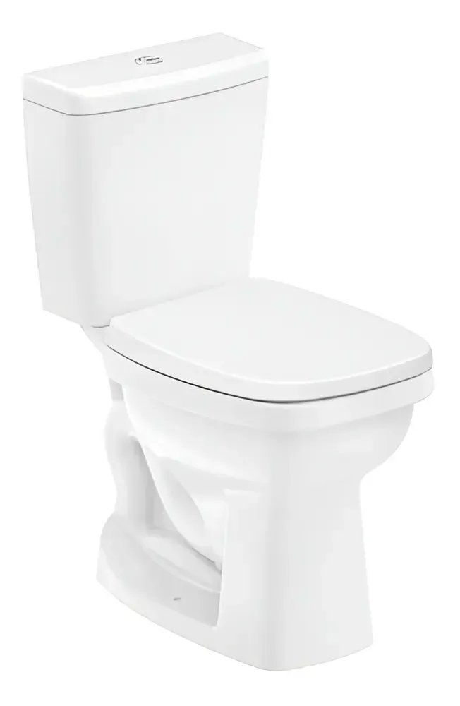 Kit Bacia Sanitária Celite Like Branco Com Caixa Acoplada Completo Ecoflush Descarga Dupla 3/6L Assento PP Saída Vertical Bacia Quadrada Com Anel Flexível e Fixação