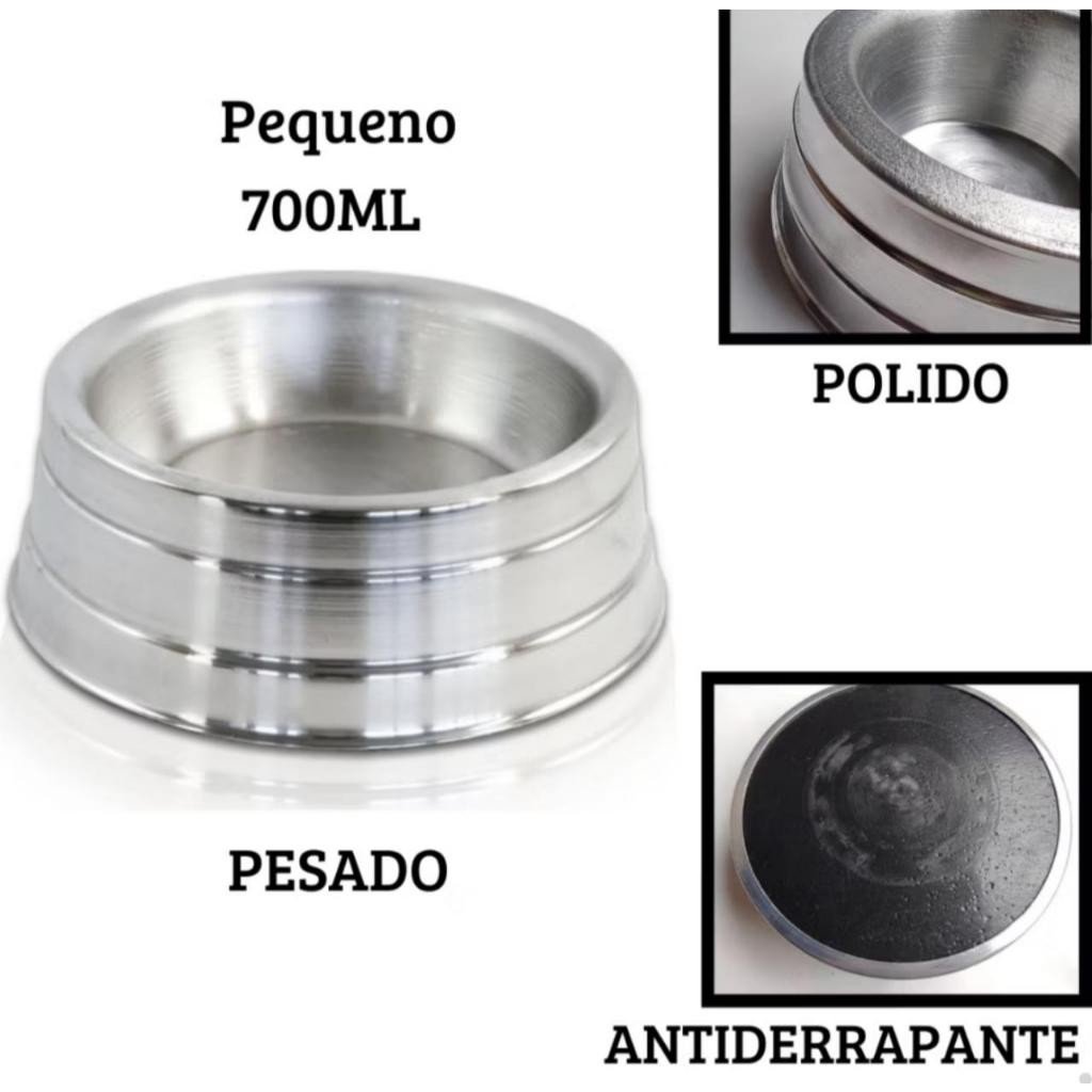 Comedouro ou Bebedouro de Alumínio Pesado Antiderrapante Para Cães e Gatos