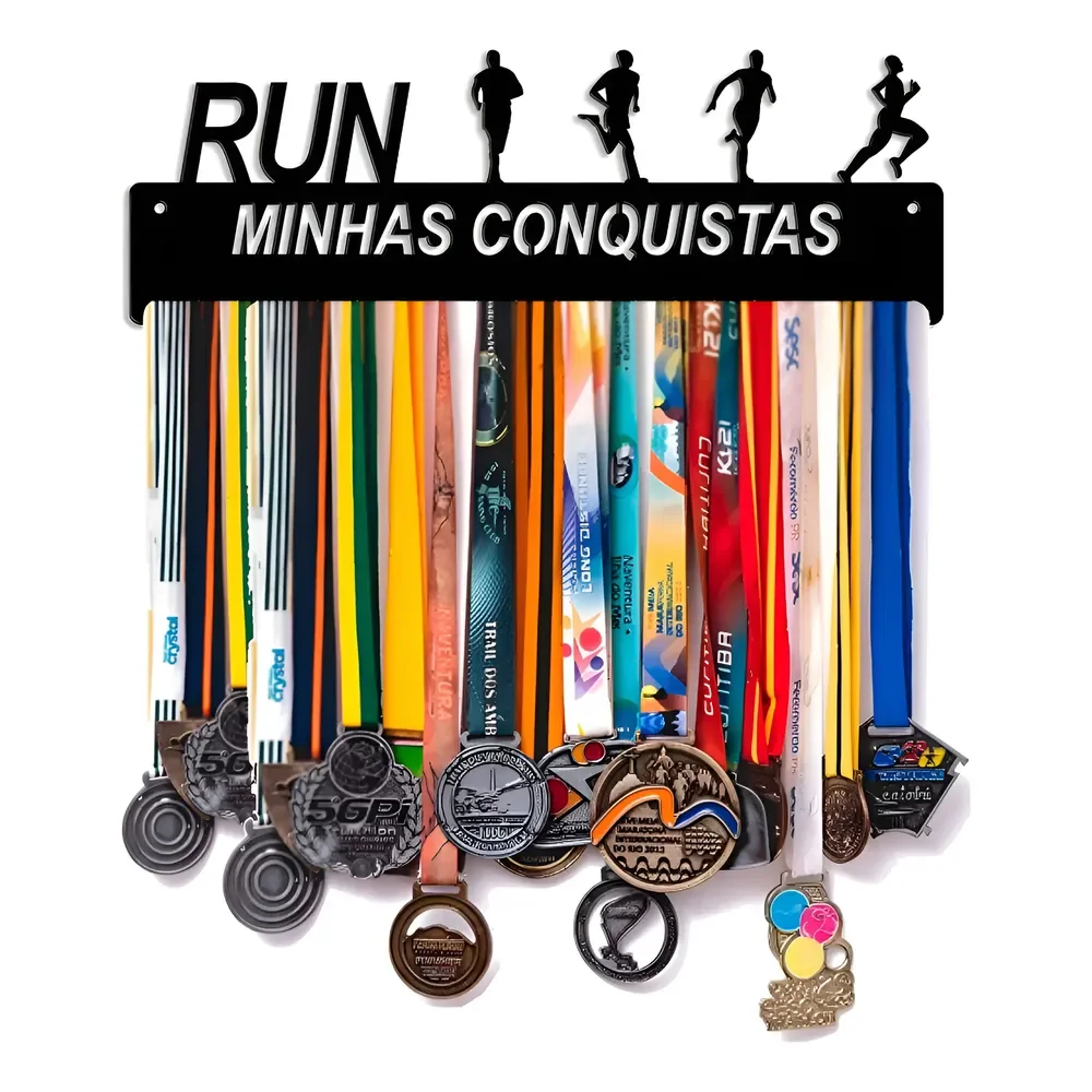 Porta Medalhas Corrida De Rua Masculino Suporte Medalhas Preto
