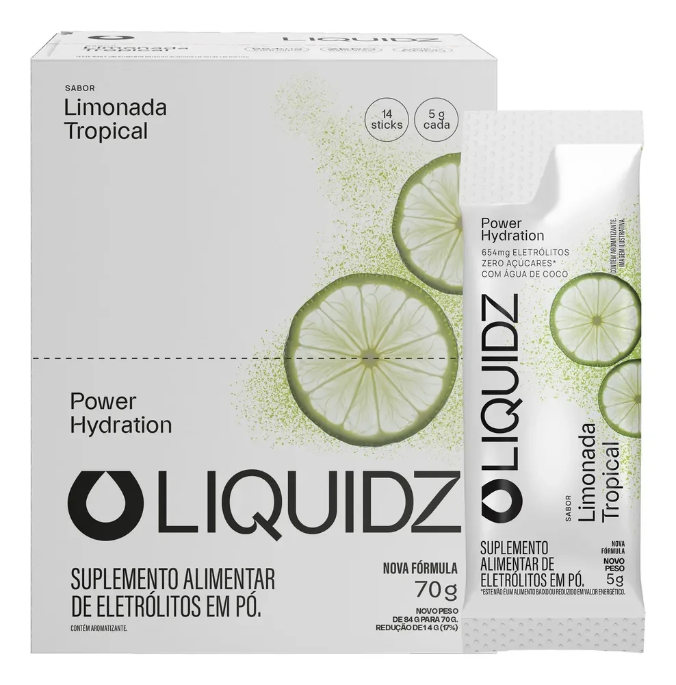 Liquidz® Eletrólitos Zero Açúcar Limonada Tropical 14 Sachês Limonada Tropical
