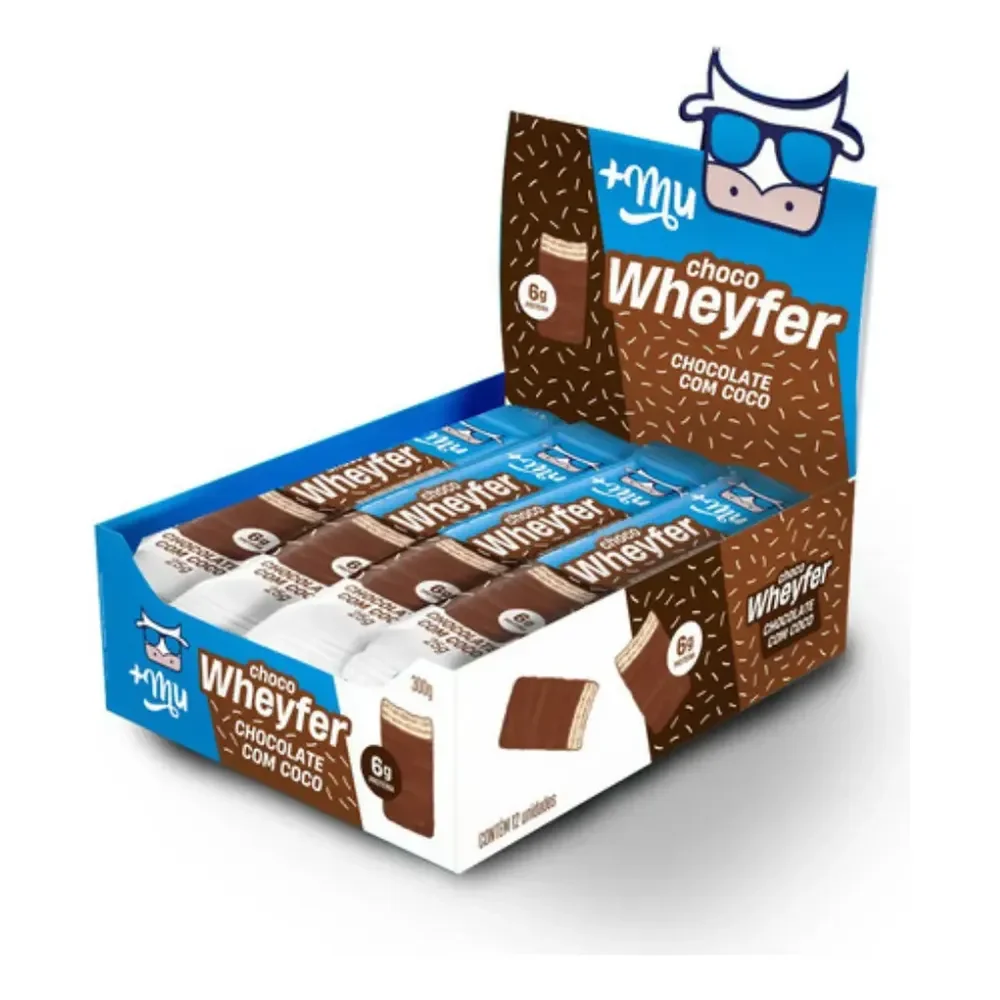 Chocowheyfer Proteico Sabor Chocolate Com Coco Display Com 12 Unidades 25g +mu