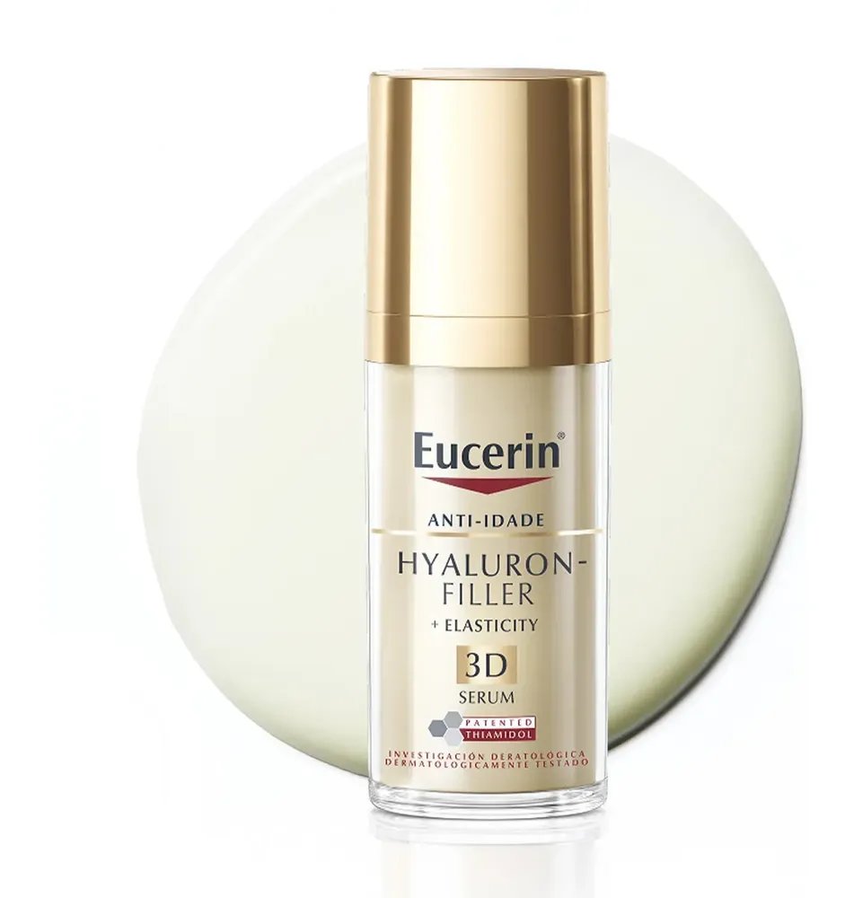 EUCERIN 3D Sérum Facial Anti-idade Firmador 30ml, Elasticity, Pele Madura, Hyaluron-Filler, Ácido Hialurônico, Antirrugas