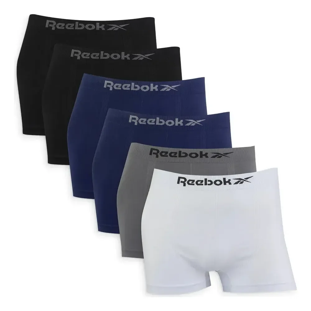 Kit 6 Cuecas Boxer Reebok Sem Costura Microfibra Original Sortidas G
