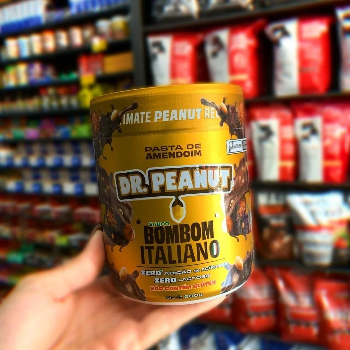 Pasta de Amendoim DR. Peanut Bombom Italiano 600G - Com Whey Protein