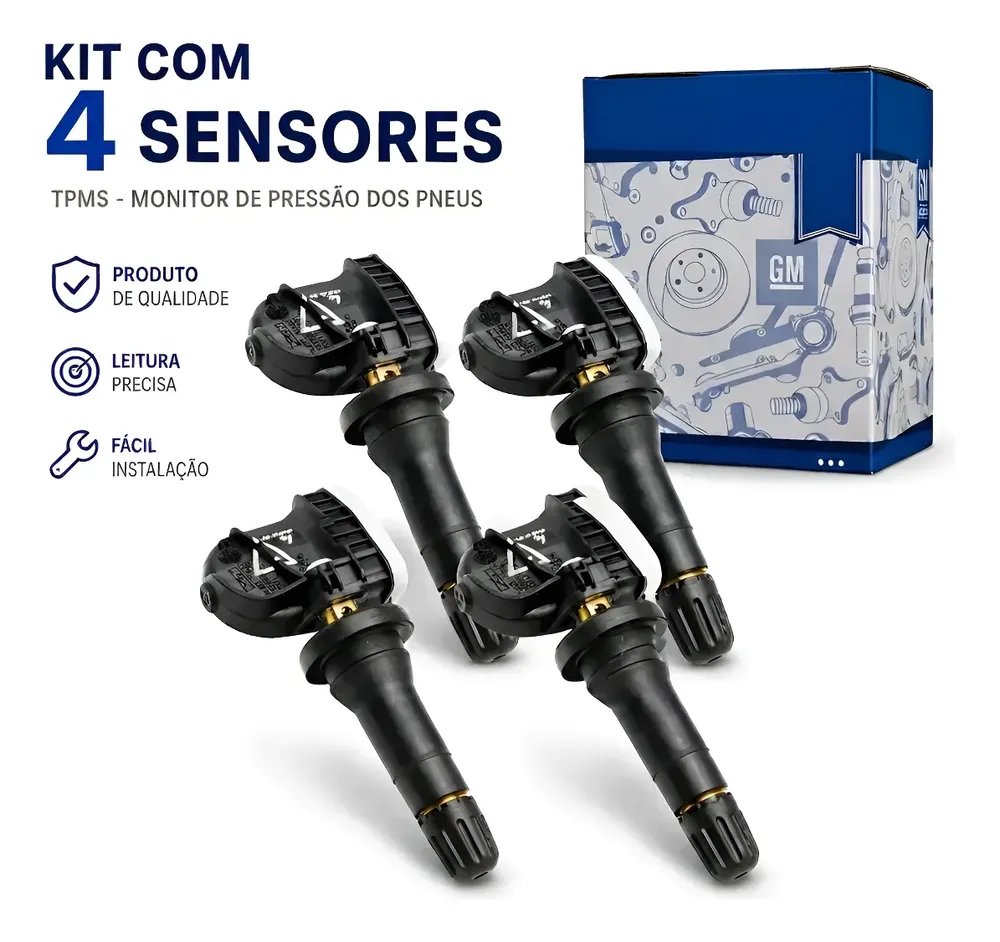 Kit Sensor Pressão Pneu Para Onix Cruze Tracker Spin S10 Gm