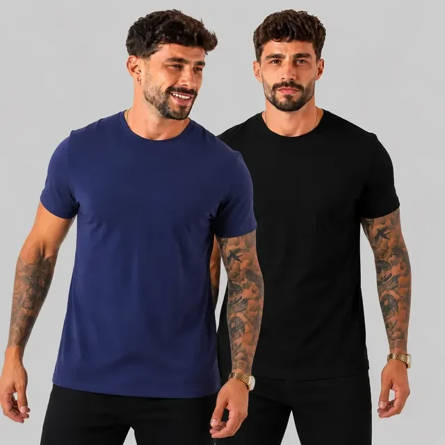 Kit 2 Camiseta Masculina Malha Peruana Premium