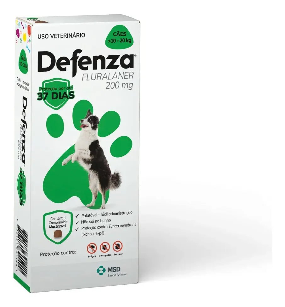 Antipulgas e Carrapatos Defenza Fluralaner Cães 10-20kg 1 Comprimido