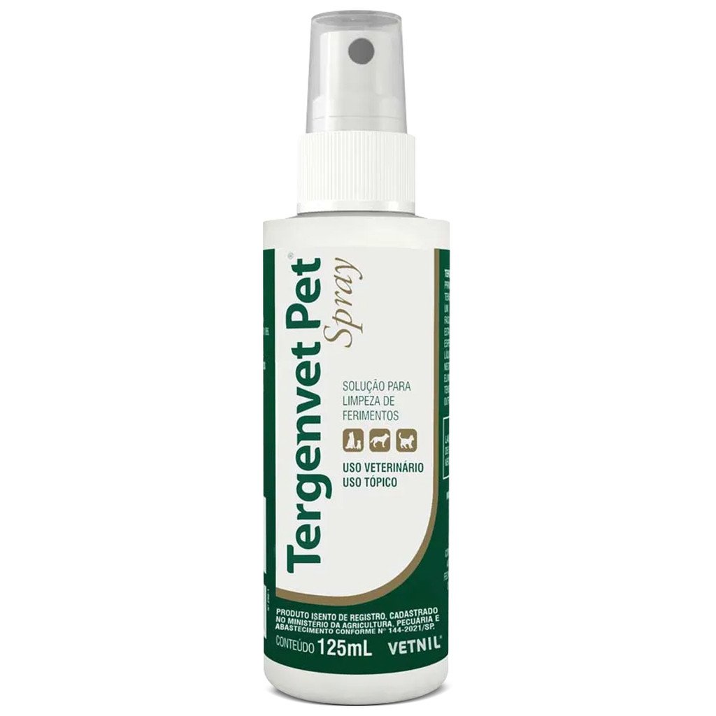 Tergenvet Spray 125ml Limpeza Feridas Cães E Gatos - Vetnil