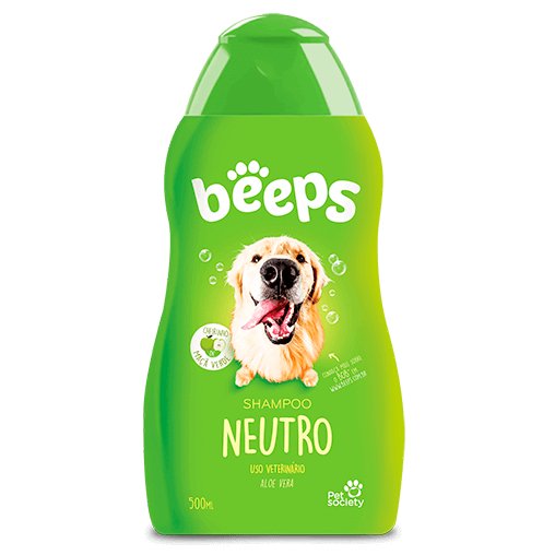 Shampoo Beeps Neutro Cães e Gatos Beeps Shampoo pra Cachorro e Gatos Maçã Verde 500ml Pet Society