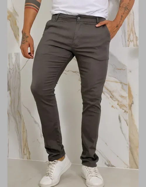 Calça Masculina Sarja Premium Esporte Fino Bolso Faca Lycra