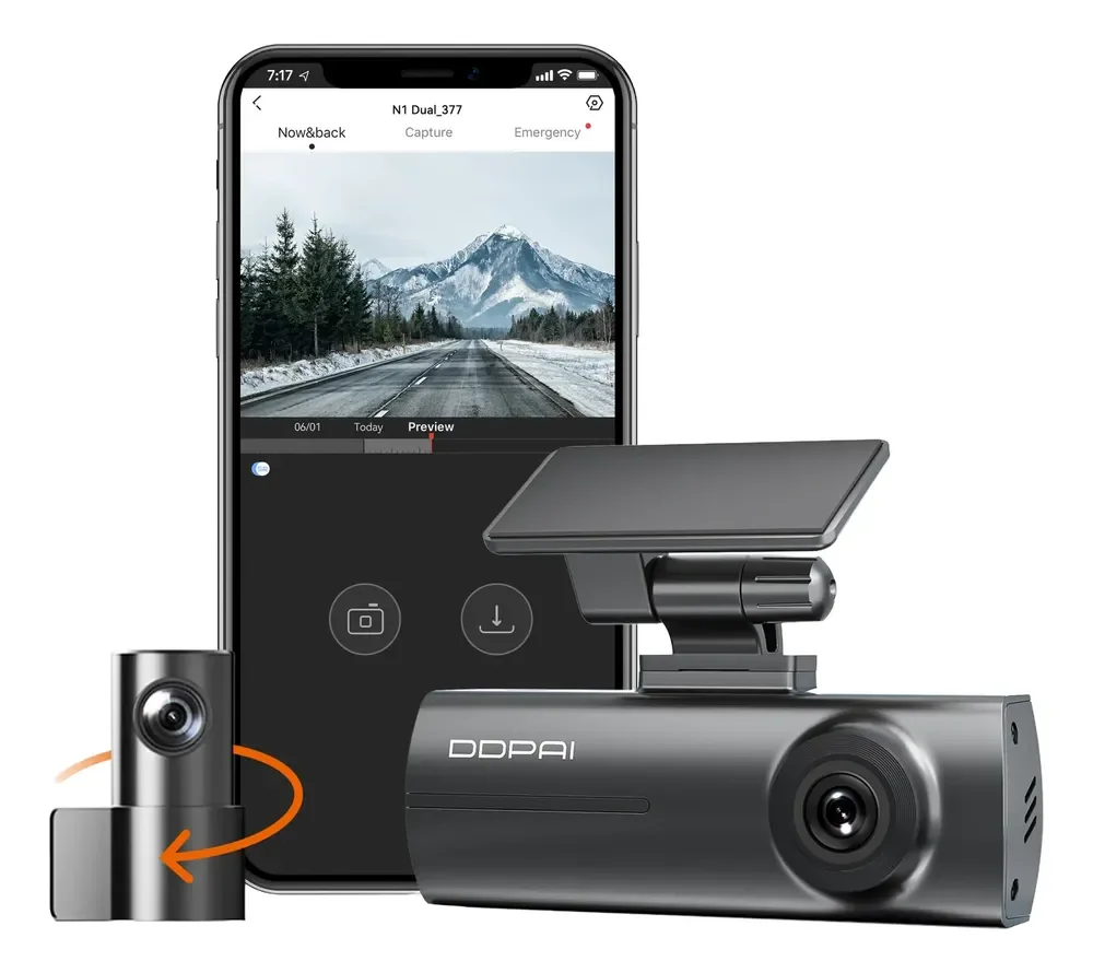 Câmera Veicular Ddpai N1 Dual 1296p+1080p 135° Nightvis App N1 Dual(sem Cartão Sd)