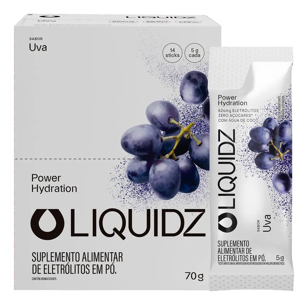 Liquidz® - Eletrólitos Zero Açúcares - Sabor Uva - 14 Sachês Uva