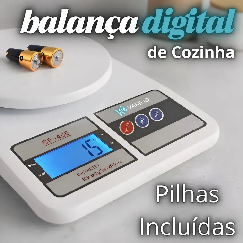 Balança Digital de Cozinha We Varejo de 10 kg com Precisão de 1 g Para e Fitness