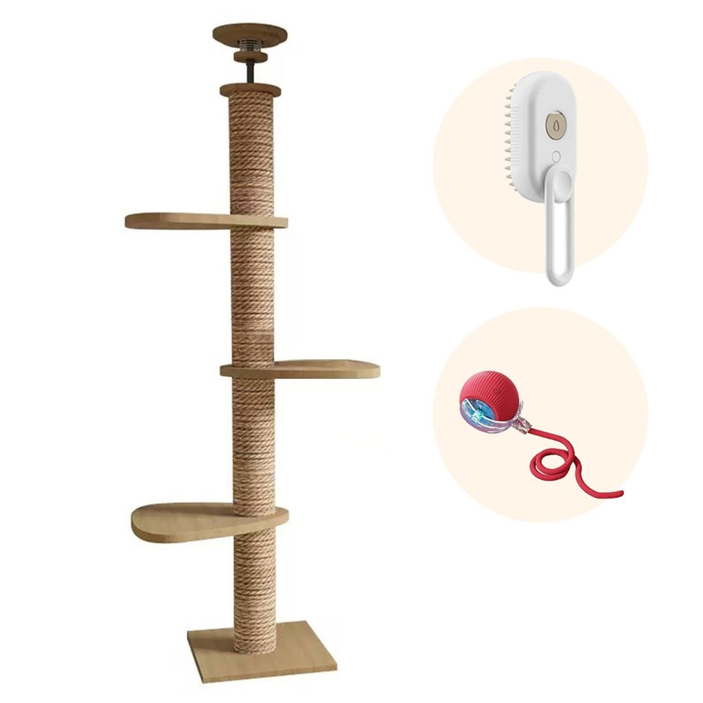 MEGA TORRE Arranhador Sisal Gato Casinha com Ninho Cama Brinquedo Suspensa Estrutura de Madeira+ESCOVA+BOLA