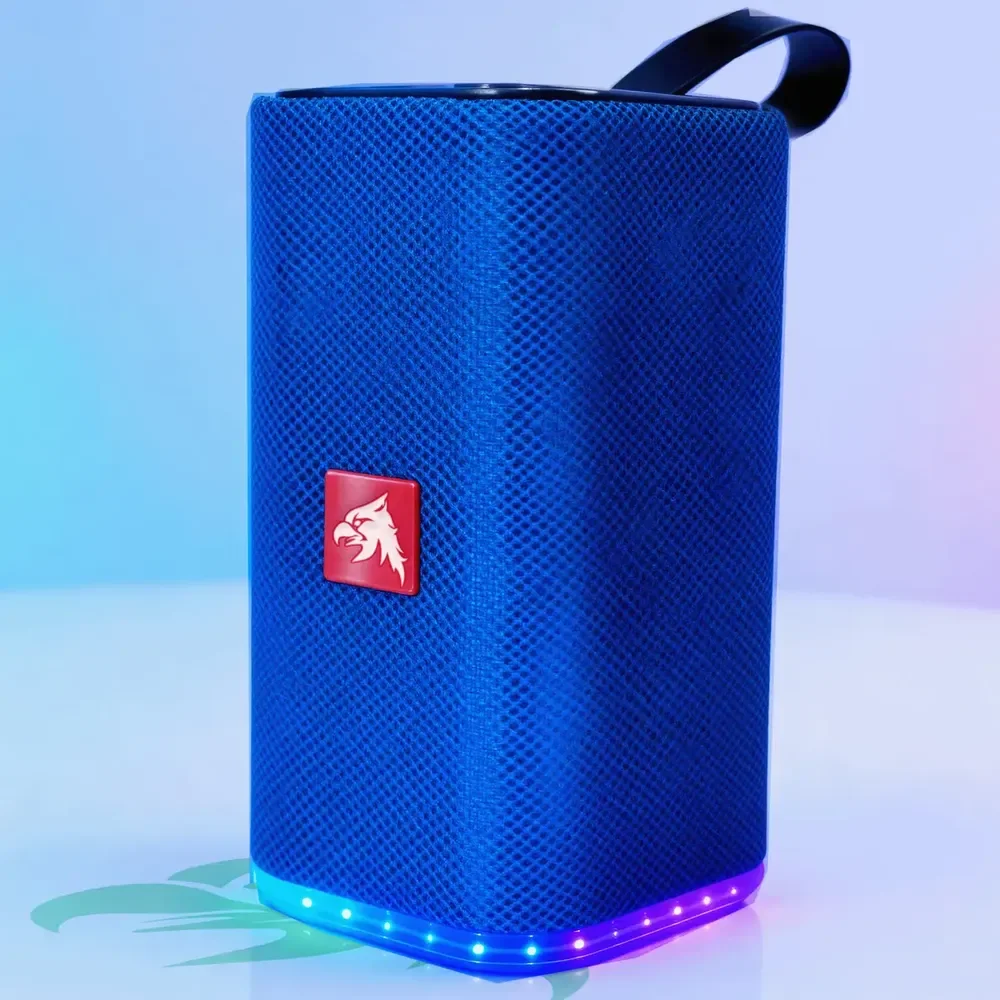Caixa De Som Soundbox Bluetooth Multimidia Cartão Sd Rádio Fm Usb Led Rgb Pholex Azul
