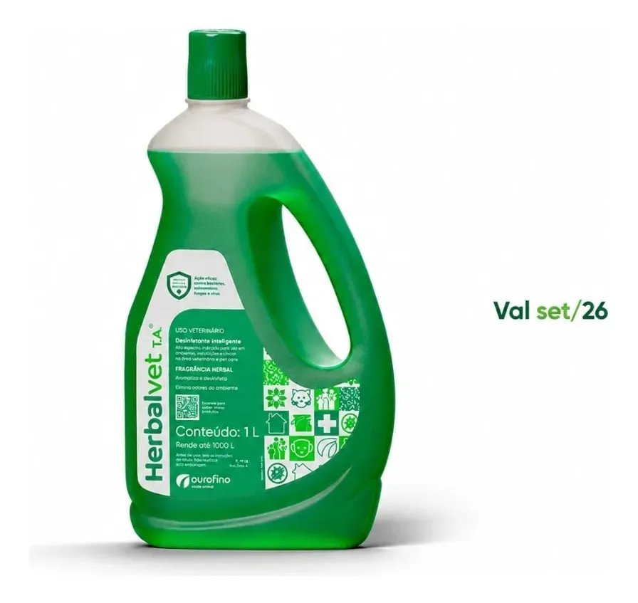 Herbalvet Desinfetante Ourofino 1litro Bactericida Viricida