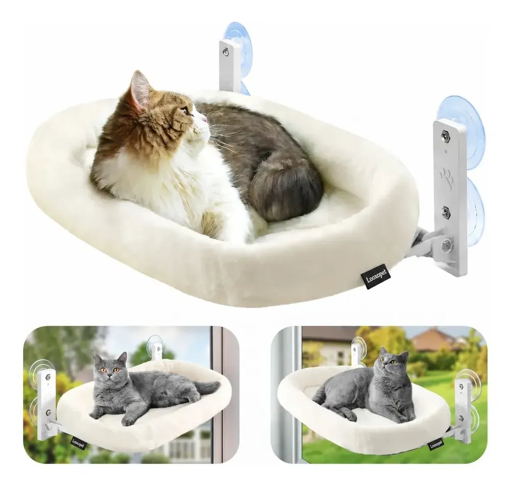 Cama Suspensa Casa Gato Janela Rede C/4 Ventosas Pelúcia