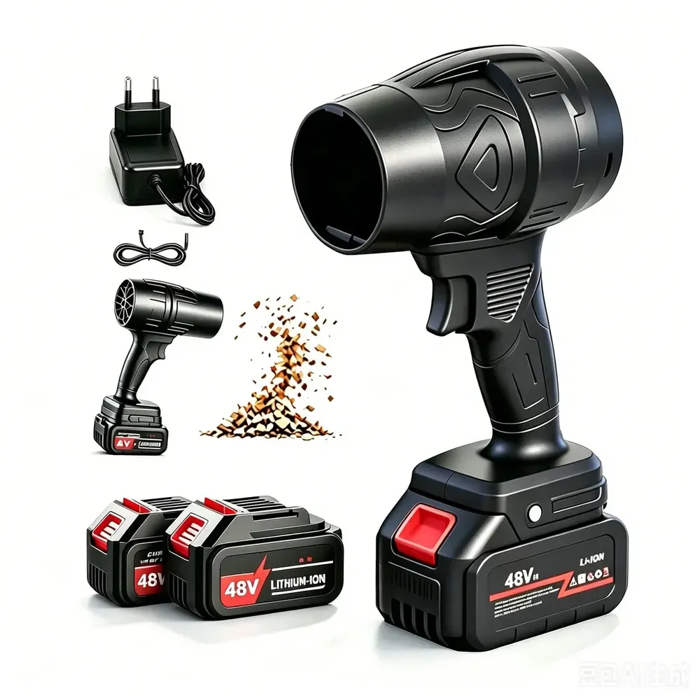 Soprador Turbo Sem Fio Bivolt 48v Portátil Mini De Mão 2 Baterias Lítio Forte Para Limpeza Automotiva E Casa