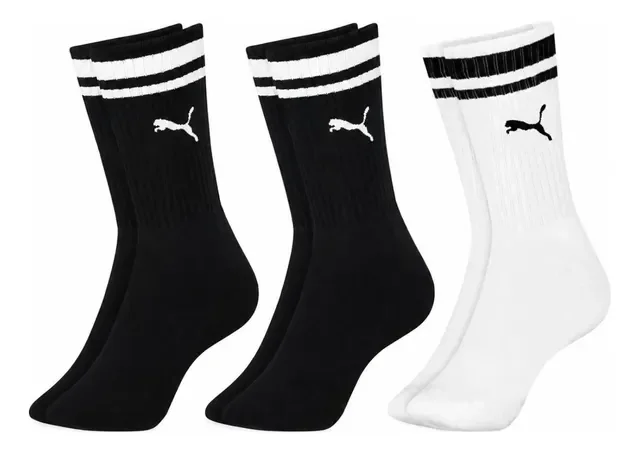 Kit 3 Pares Meias Puma Cano Alto Longo Confortável Original