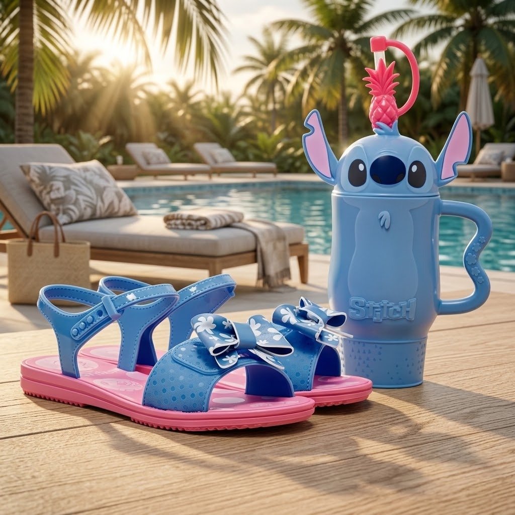 Kit Sandália Infantil Grendene + Copo Disney Menina