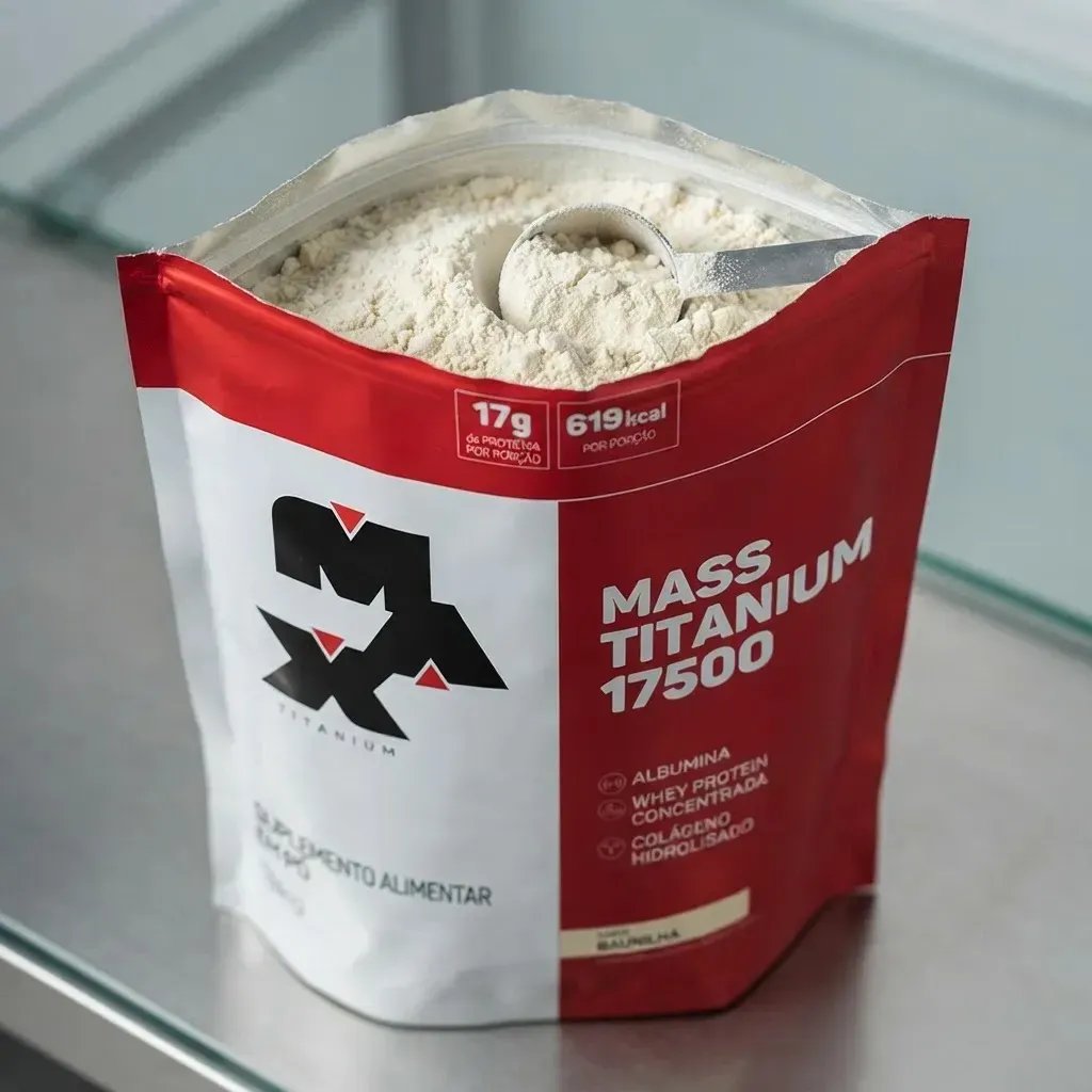 Hipercalórico Mass Titanium 17500 3kg - Max Titanium Sabor Baunilha