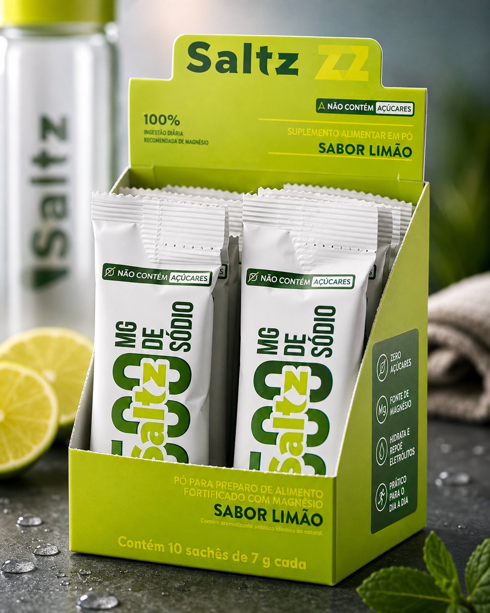 Eletrólitos Saltz Z2 Performance de Limão Sem Açúcar, Pack com 10 Sticks