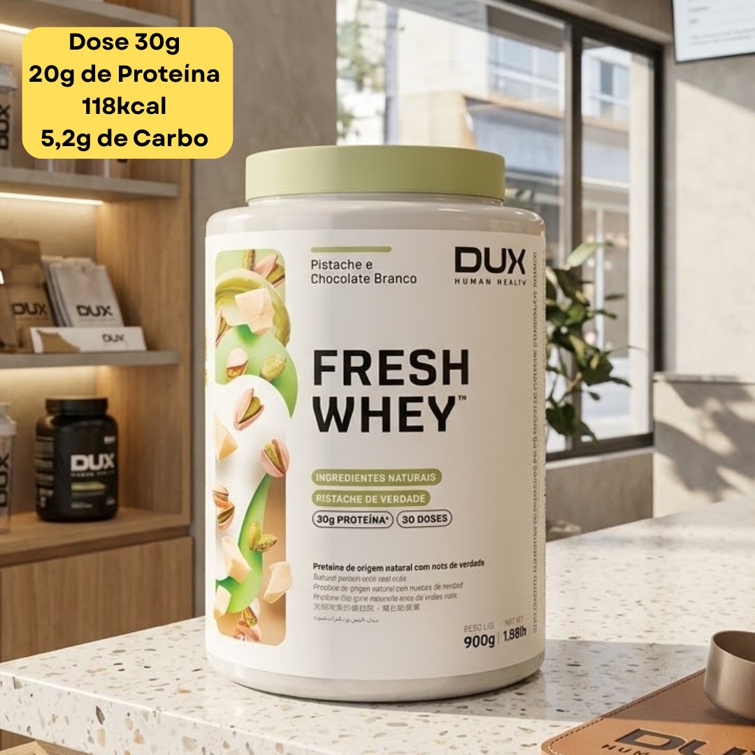 Whey Protein Fresh Whey Dux 900g Pistache Chocolate Branco
