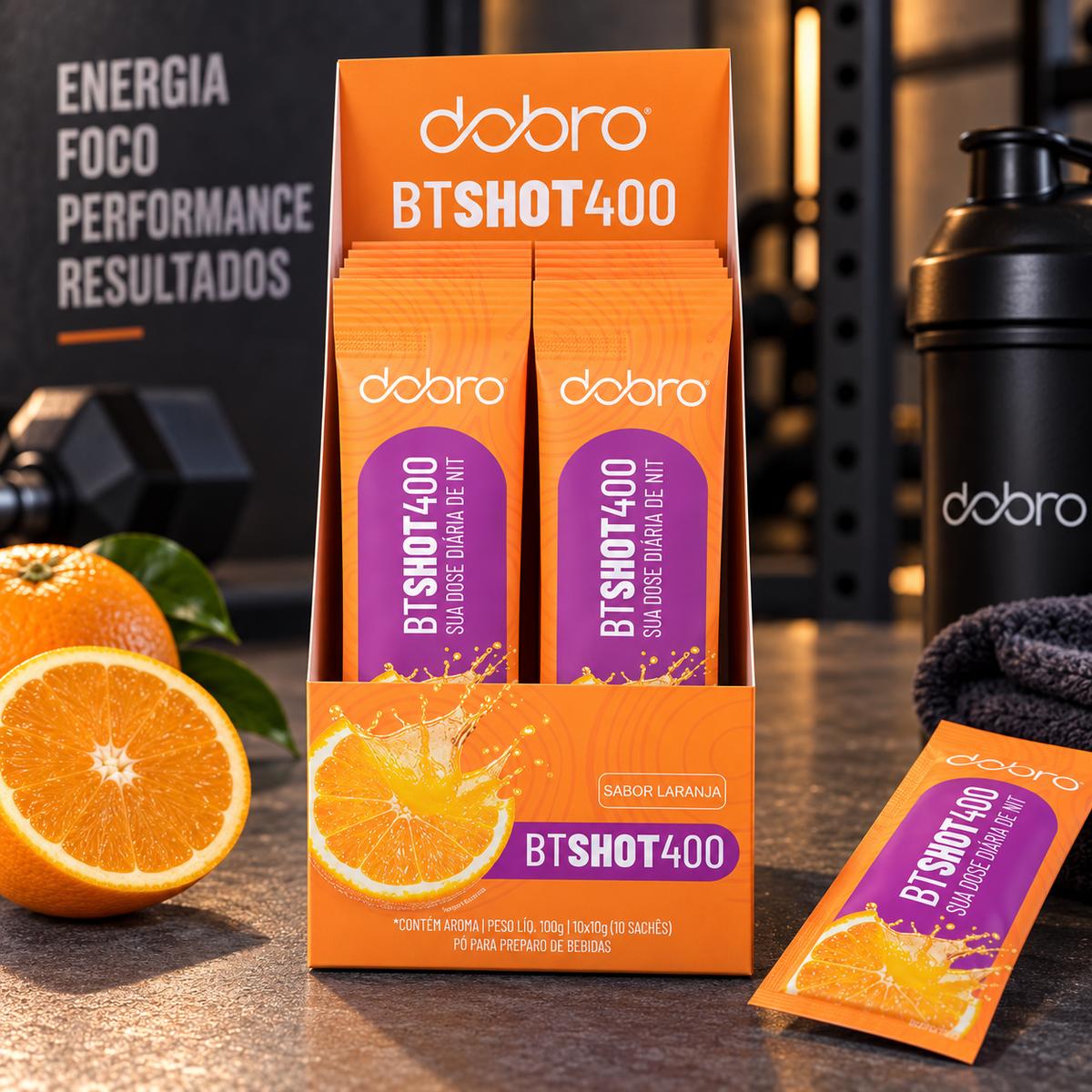 Btshot 400 Dobro Suplemento Em Pó 10 Sachês De 10g - Laranja Laranja 10 Un De 10g