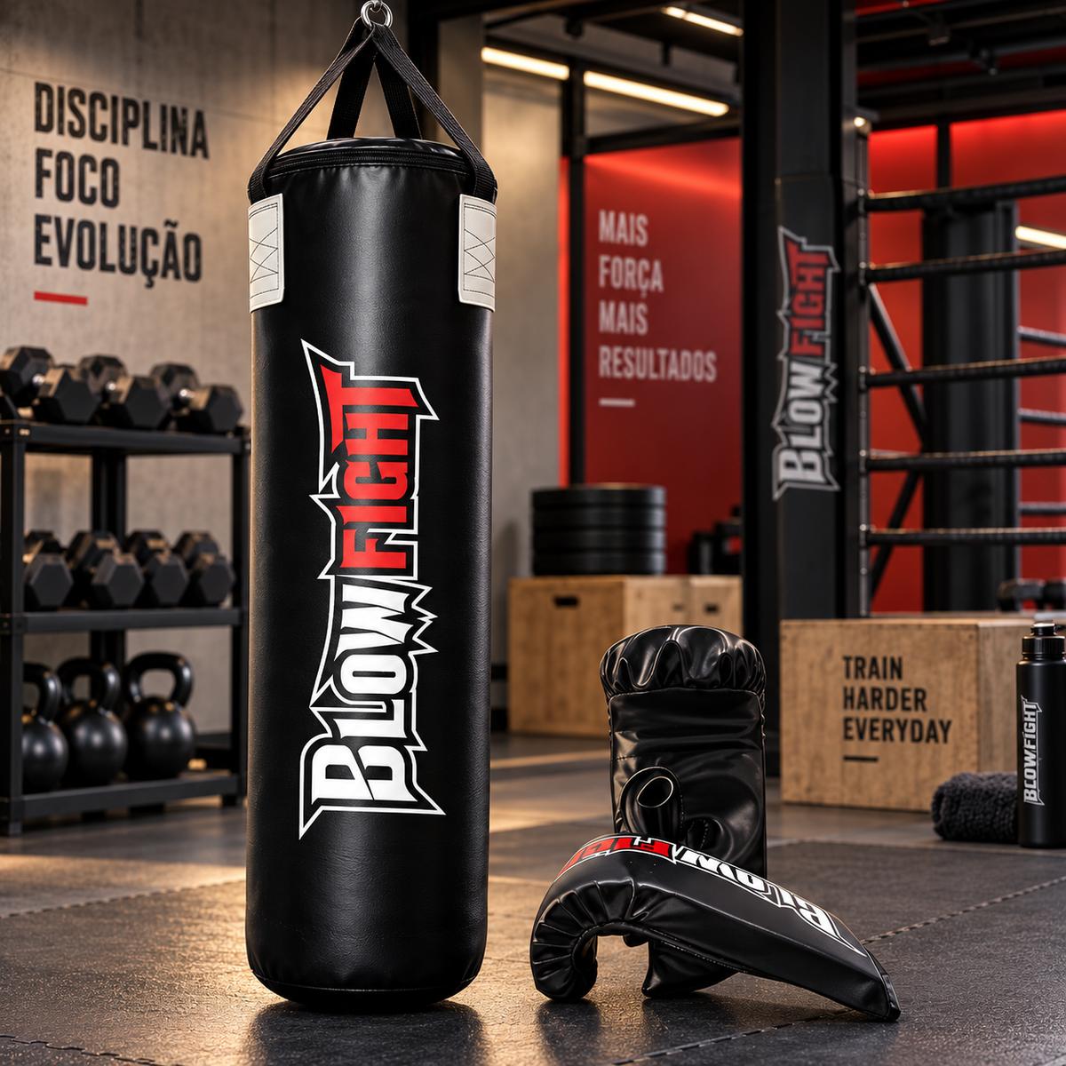 Saco De Box 90 Cm Profissional + Luva Bate Saco Preto