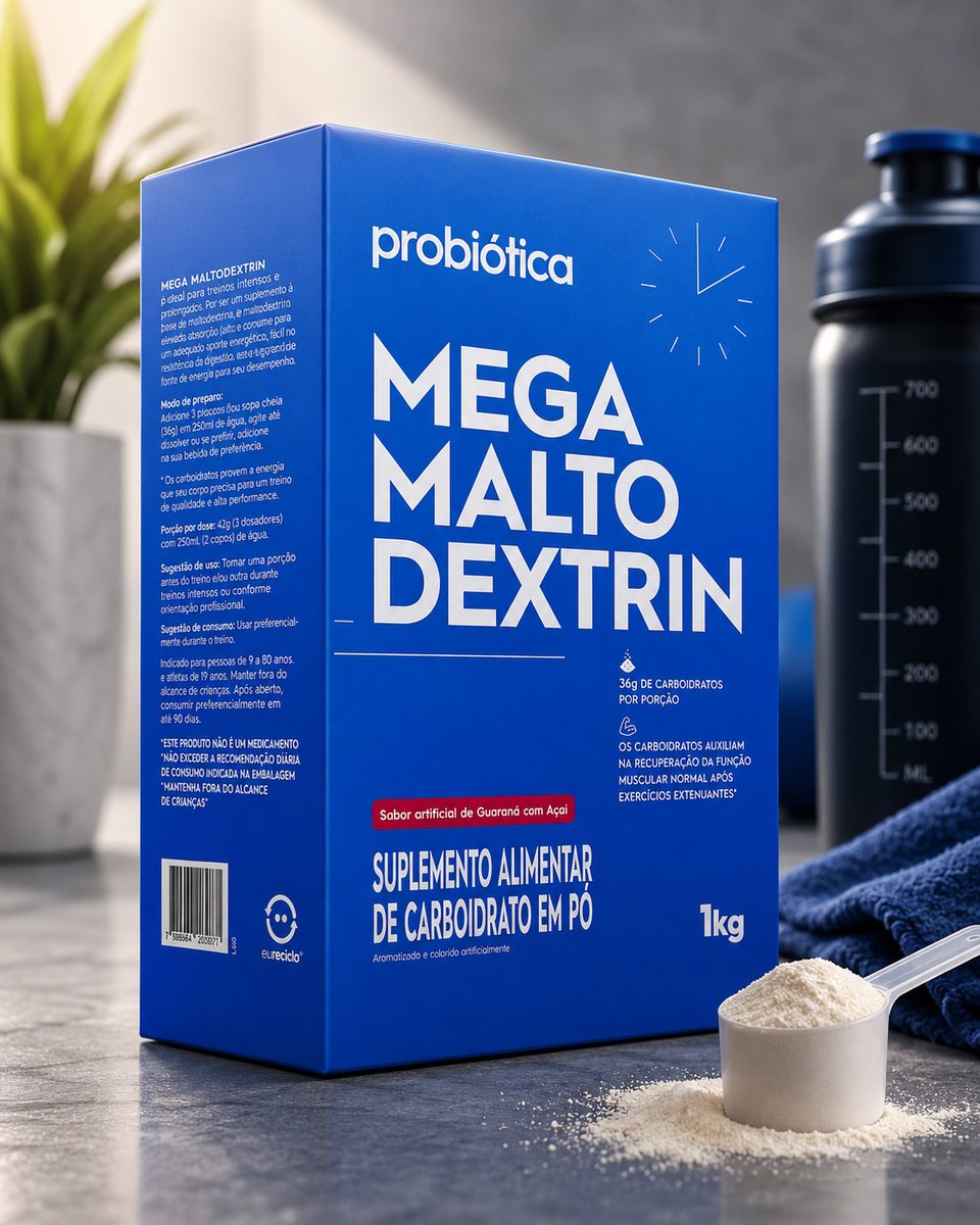 Mega Maltodextrin Caixa 1kg - Probiótica Sabor Laranja