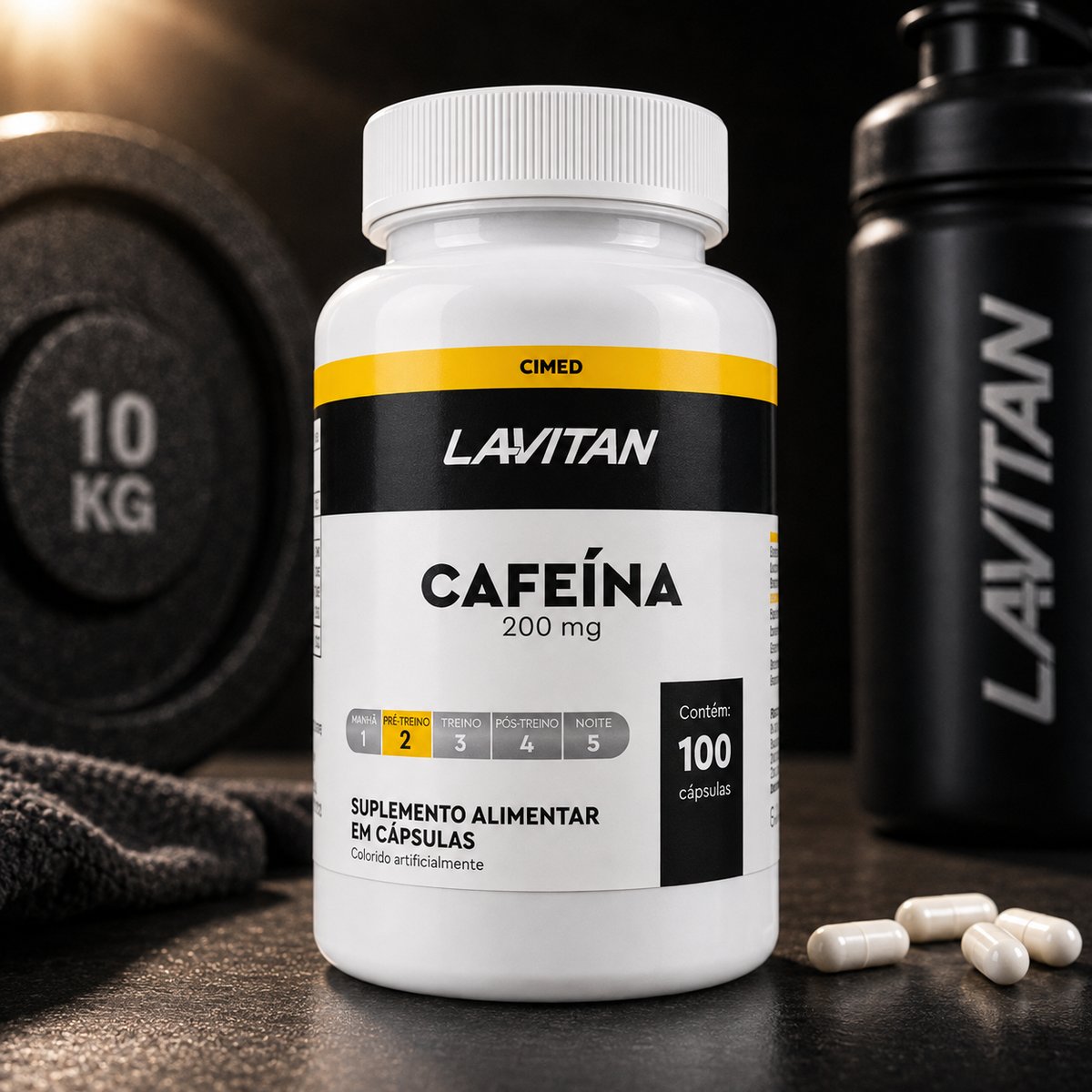 Cafeína Lavitan 200mg Suplemento Alimentar 100 Cápsulas Sem sabor Cimed
